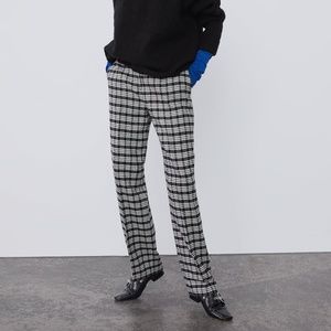 NWT Zara Size XS Plaid High Waist Pants
